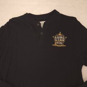 Hot Action Lone Star Rally Crew Neck Long Sleeve Shirt Mens Size Large L Black